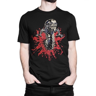 เสื้อยืดผ้าฝ้ายพิมพ์ลาย เสื้อยืดลําลอง แขนสั้น คอกลม พิมพ์ลายเอเลี่ยน Chestburster Bloody คุณภาพสูง สําหรับผู้ชาย (luk-1