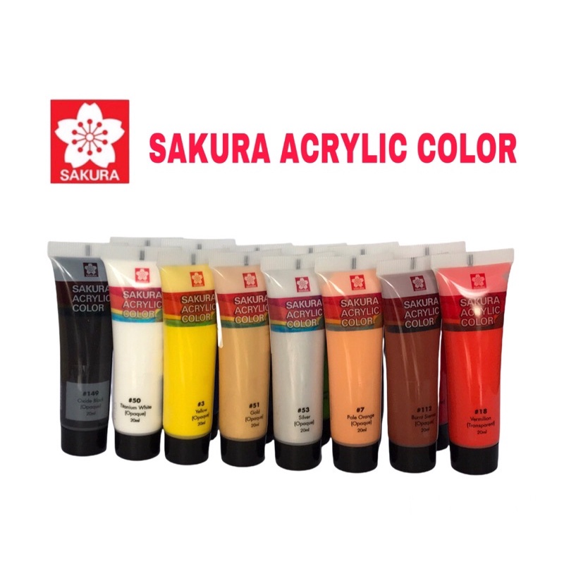 ส่งของทั่วประเทศ(ของแท้) สีอะคริลิค Sakura 20ml. Acrylic Color (เลือกสี)