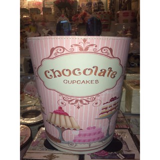 ตะกร้าทรงถังสไตล์วินเทจ ลายChocolate Cupcakes