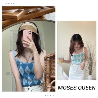 Moses Queen บราลายสก๊อตเกาหลี 2021 New College Sweet Wind Top#21623