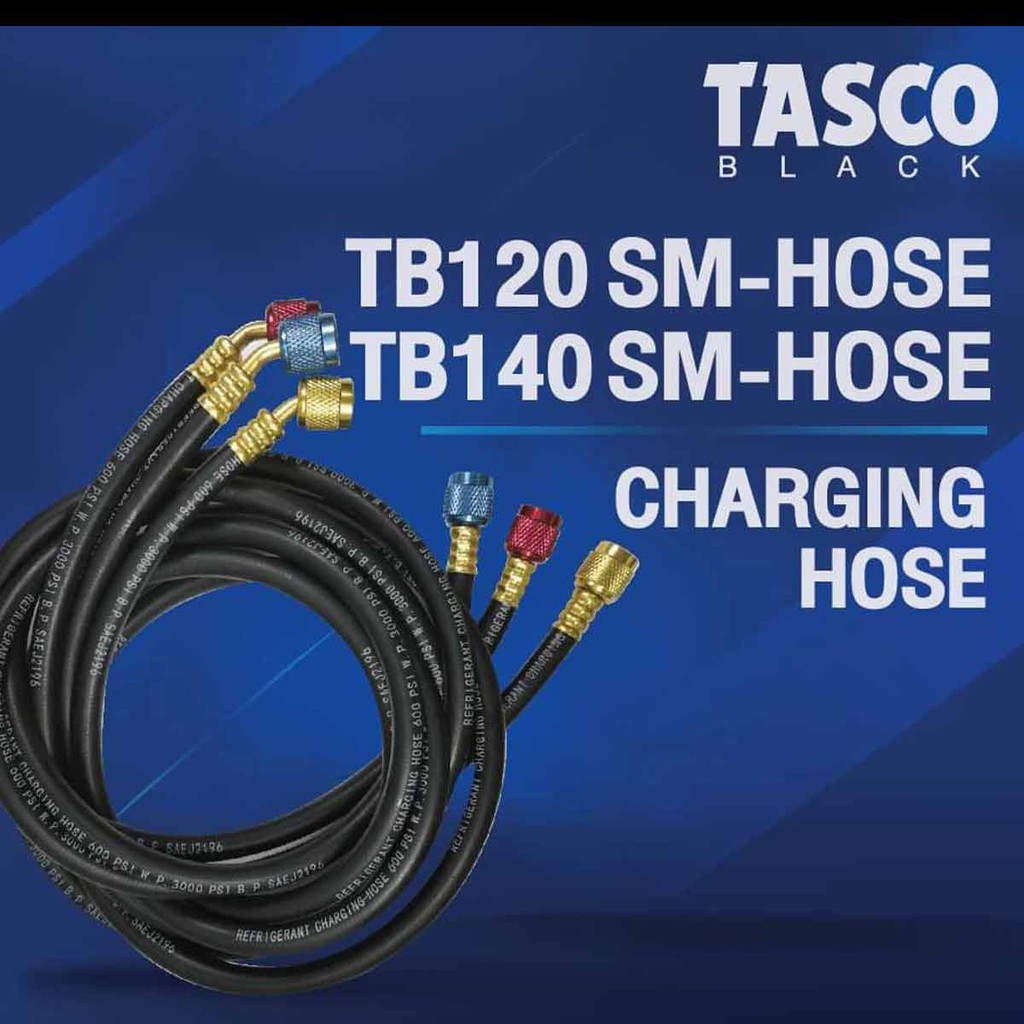 ชุดสายน้ำยาแอร์ ยี่ห้อ TASCO BLACK มี 2 รุ่น TB120SM R22 , TB140SM R32  ชุด3เส้น แดง เหลือง ฟ้า  ควา