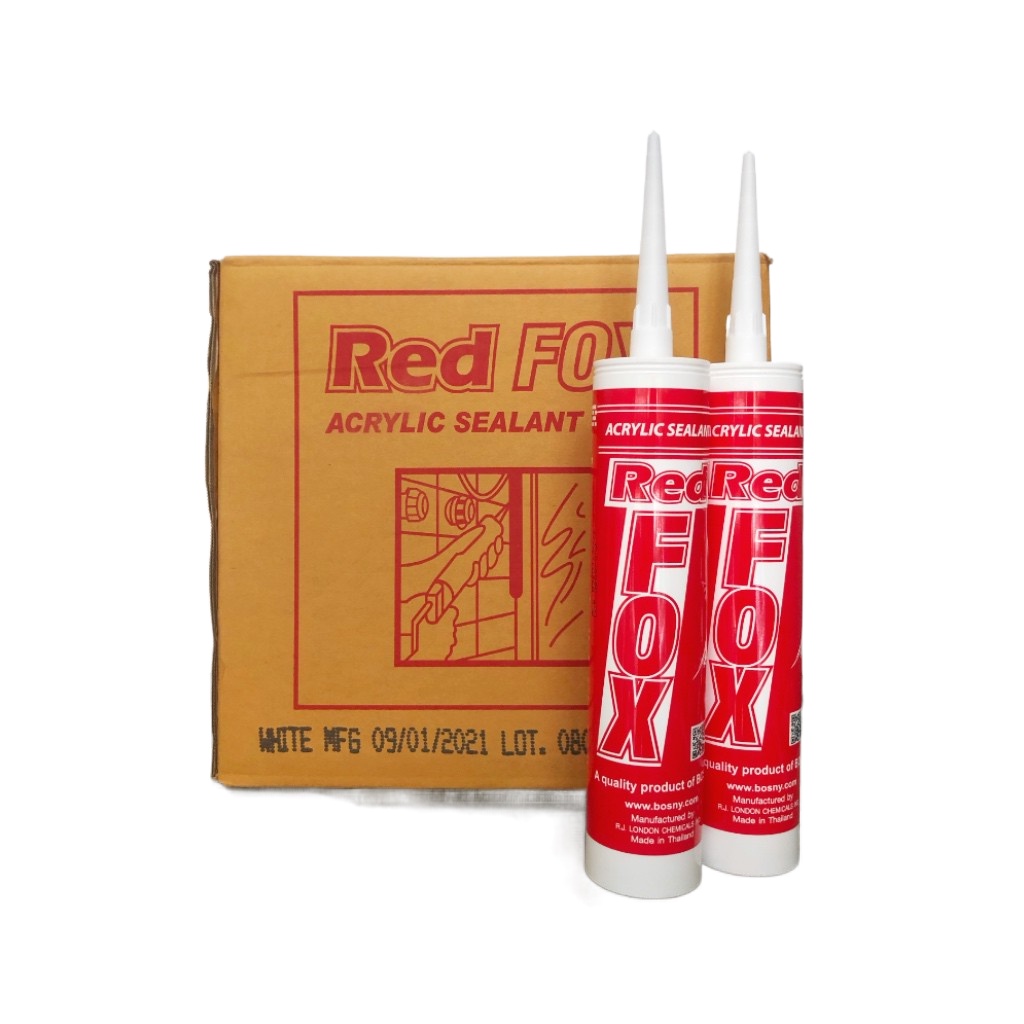 ที่มีคุณภาพดี♚☽[ยกลัง] กาวซิลิโคน กาวอะคริลิค กาวอคิลิค Red Fox acrylic sealant กาวยาแนว แดปอะคริลิก อะคริลิค red fox 20