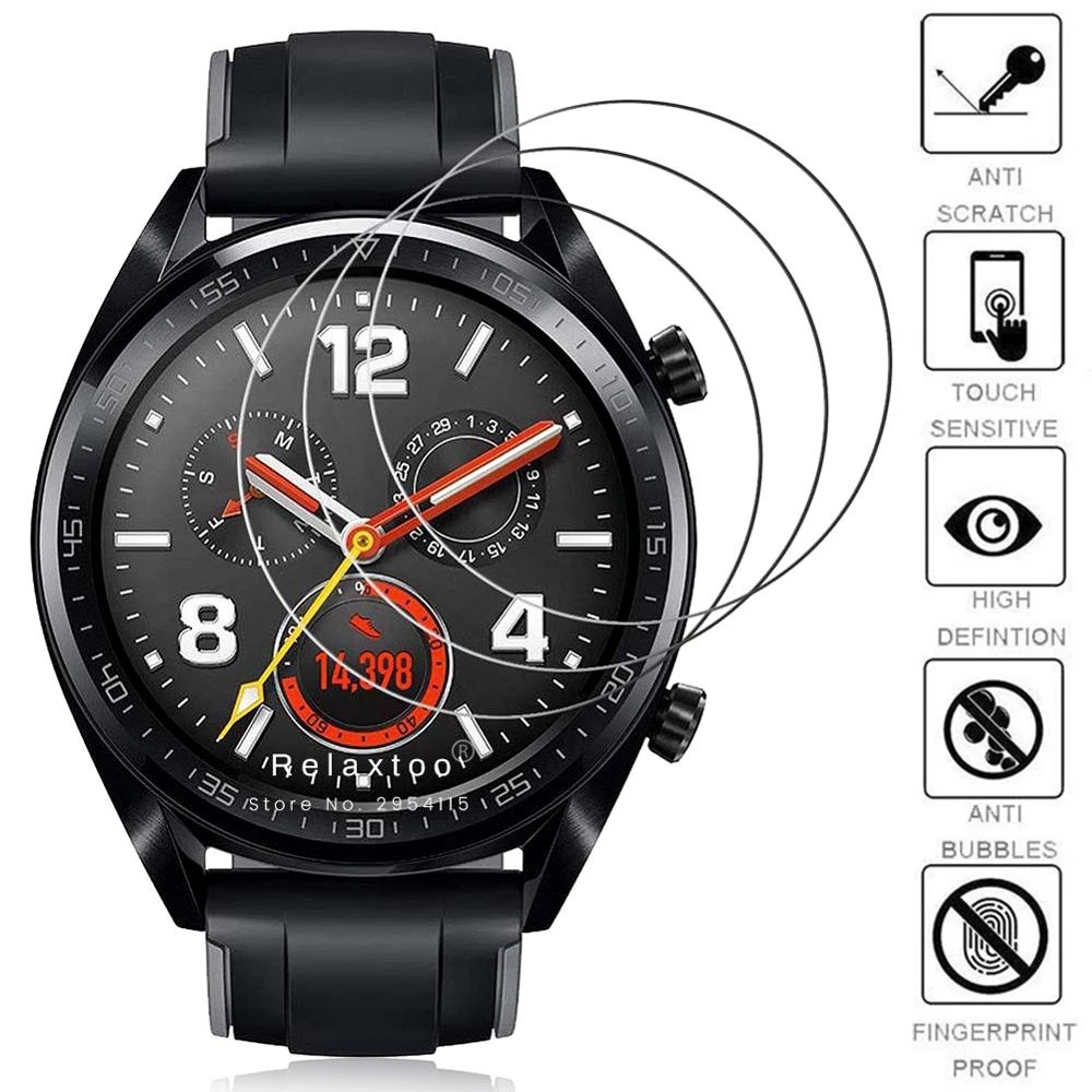 ฟิล์มกระจกนิรภัยกันรอยหน้าจอ HD กันรอยขีดข่วน แบบเต็มจอ สําหรับ Huawei Watch GT2 Pro 1 ชิ้น