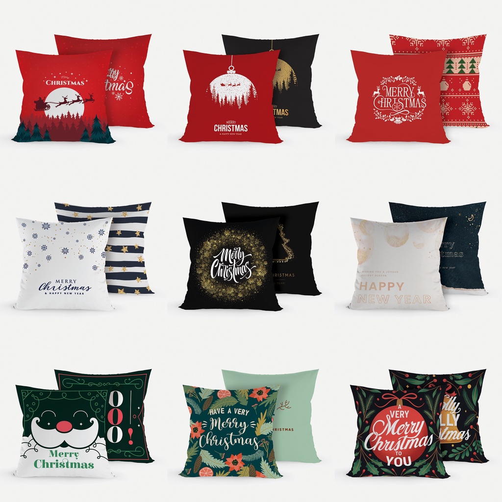 หมอนอิง หมอนอิงโซฟา ลาย Merry Christmas  ผลิตจากผ้าไมโครโพลี ด้านในยัดด้วยใยสังเคราะห์เกรด A ของขวัญเทศกาล ปีใหม่