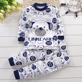 2pcs/set Kids Pajamas Set Boy Cotton Long Sleeve Children Pajamas Baby Nightwear Clothes 2021