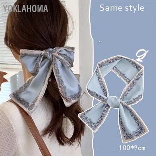 YOklahoma Silk Scarf Headband Retro Tied Ponytail Bow Ribbon Hair Band Feminine Accessories