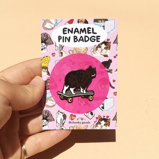 เข็มกลัด แมว มีม พิน enamel pin Original Skateboard Cat Meme แบรนด์ Chonky Goods by PHS