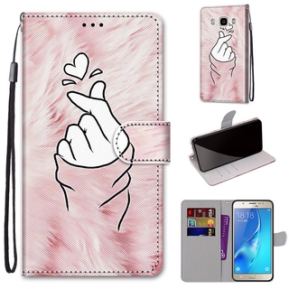 Fashion 3D Animal Painted Flip Cover Samsung Galaxy J7 2016 PU Leather Casing Magnetic Buckle Wallet Case with Lanyard