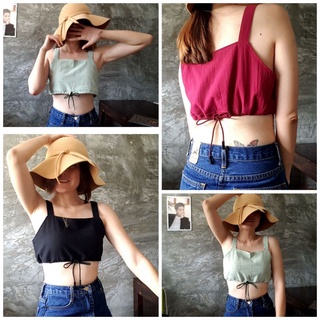 เสื้อครอป ผ้าฝ้ายเครป รุ่น Crop &amp; Bow