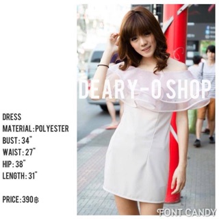 ❌❌SALE❌❌ [พร้อมส่งตามสต๊อก] DRESS-001 เดรสออกงาน ปาดไหล่แต่งระบาย dearyoshop