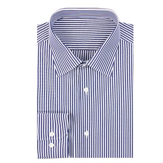 KINGMAN Blue Thick Striped Long-sleeved Shirt เสื้อเชิ้ตสั่งตัด ตัดตามสัดส่วนได้ เสื้อเชิ้ตทำงาน เสื้อเชิร์ต