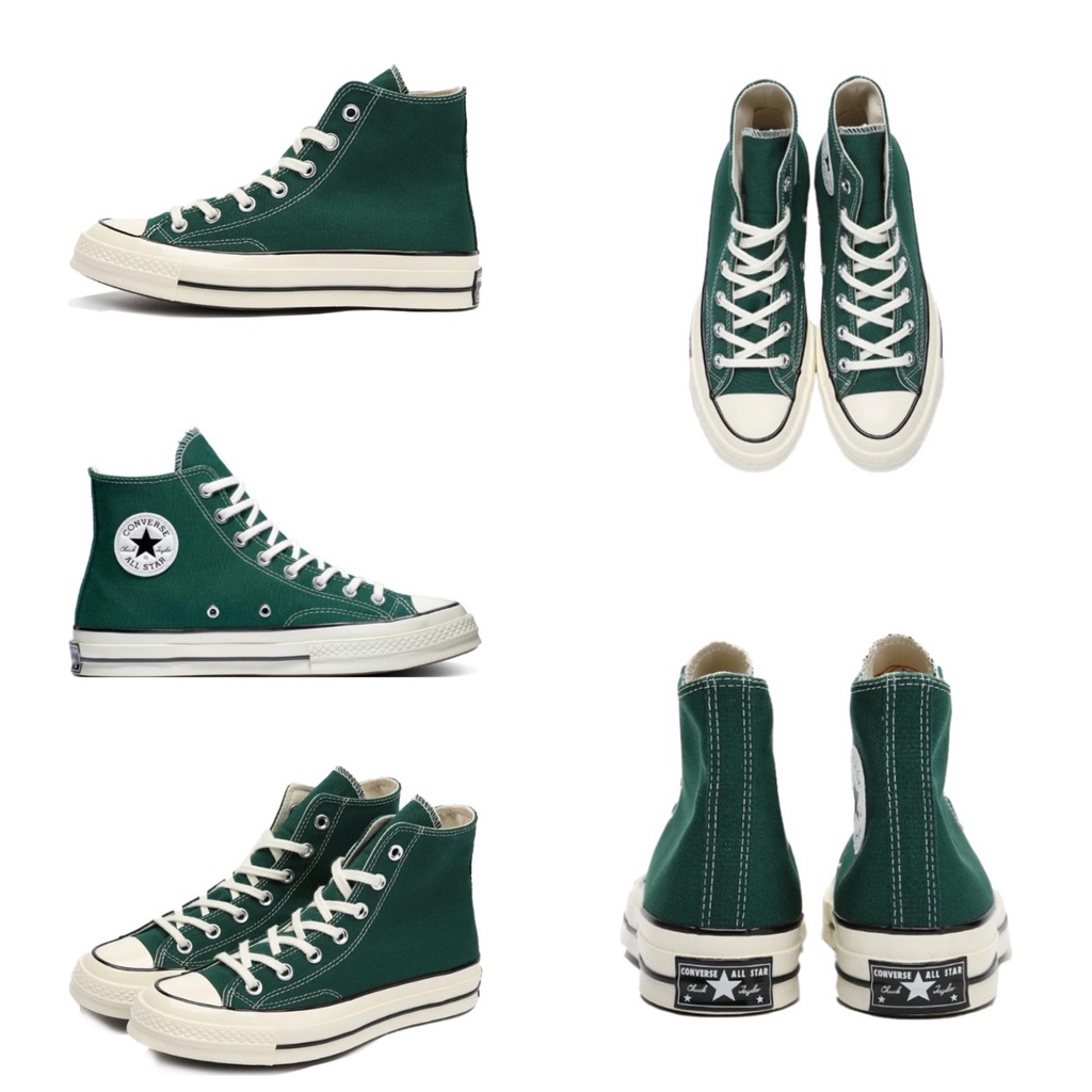 CONVERSE สนทนา 1970ส รองเท้าผ้าใบสีเขียวเข้ม รองเท้าผ้าใบหัวครีม รองเท้ายาง รองเท้าผู้ชาย รองเท้าผู้หญิง