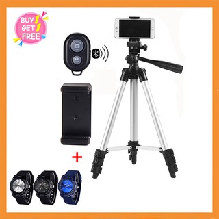 Tripod 3110 3 - ขาตั้งกล้อง 3 ขา พร้อม รีโมทควบคุมบลูทูธ + ถุงใส่ขาตั้งกล้อง + mobile adapter พร้อม นาฬิกาข้อมือ