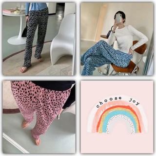 Leopard dot pleated pants...ลายจุด