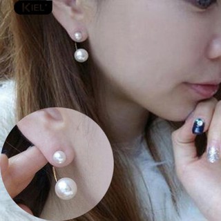 Kiel Sweet Lovely Double อัญมณีเพิร์ล Rhinestones Ear Stud เครื่องประดับต่างหู