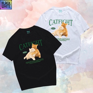 BWCB (พร้อมส่ง)เสื้อ แมวสู้กัน เสื้อ CATFIGHT  มีทั้งขาวและดำ cotton 100% unisex oversize