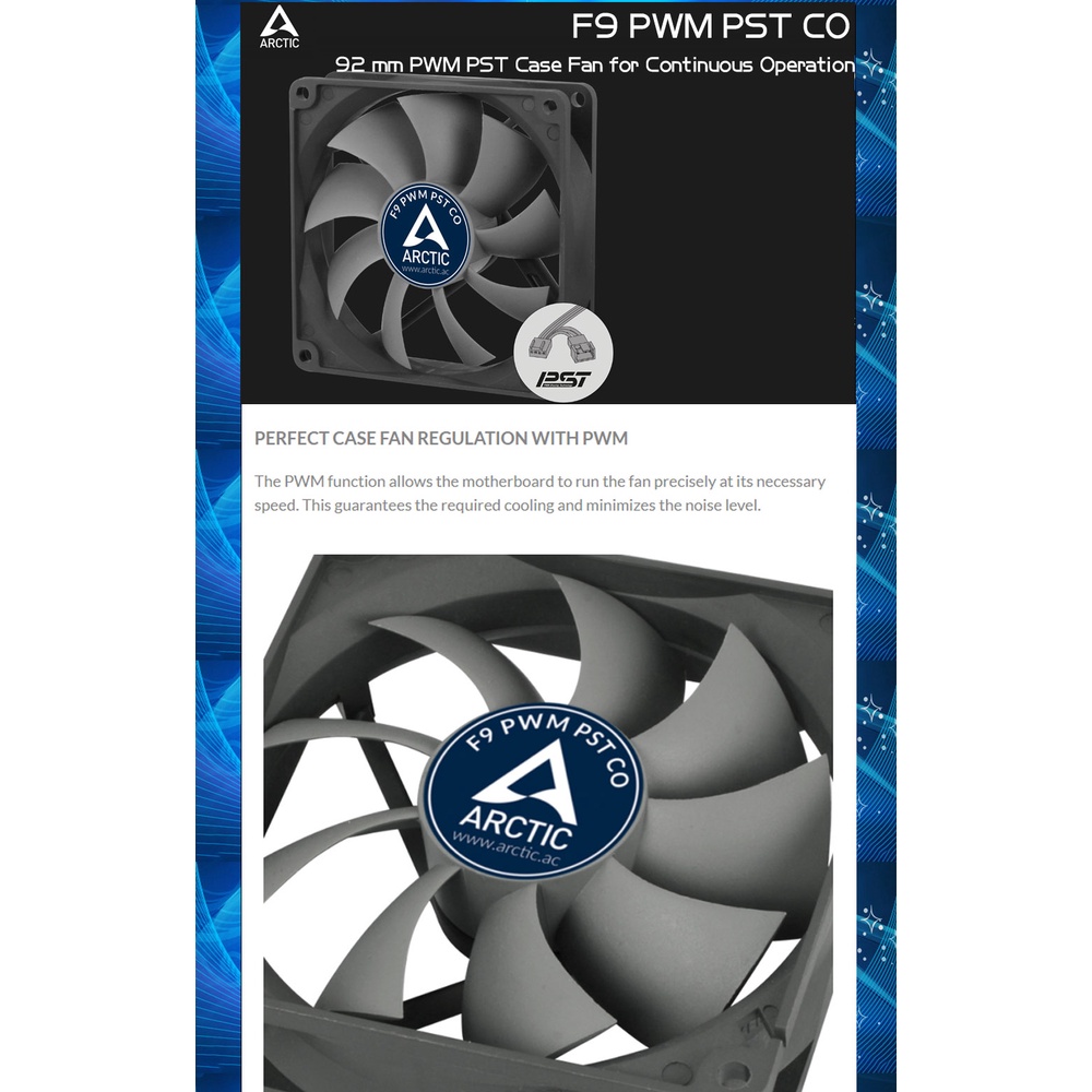 ARCTIC F9 PWM PST CO 92mm 4Pin PWM Case Fan 9cm PC Case Cooling Fan CPU ...