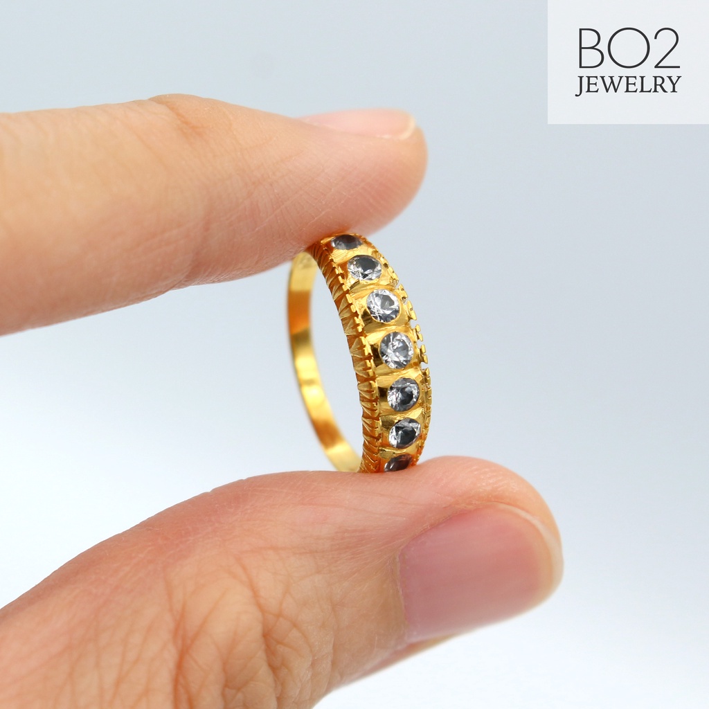 แหวนทองแท้ หลุดจำนำ size 53 แหวนแถวเพชรน้ำบุศย์ ทรงโบราณ