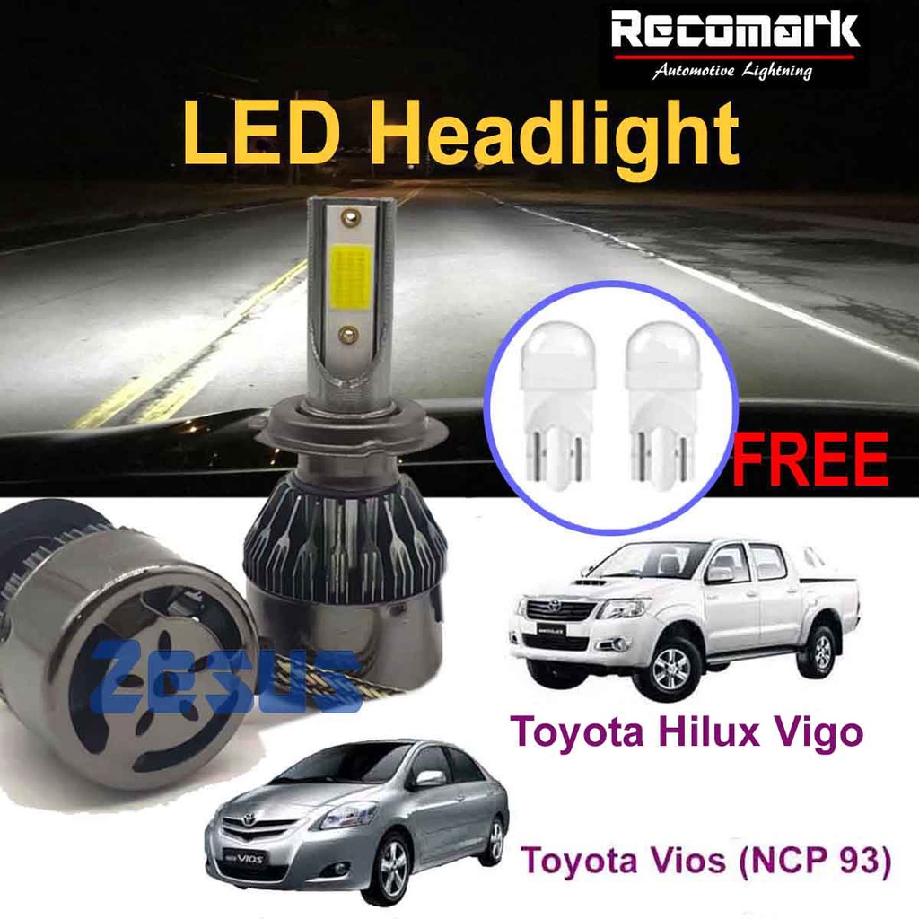 2 ชิ้น x LED Zeus Lampu Zen 4 หลอดไฟหน้า 6000K H4 12v - Toyota Hilux Vigo และ Toyota Vios (NCP 93)