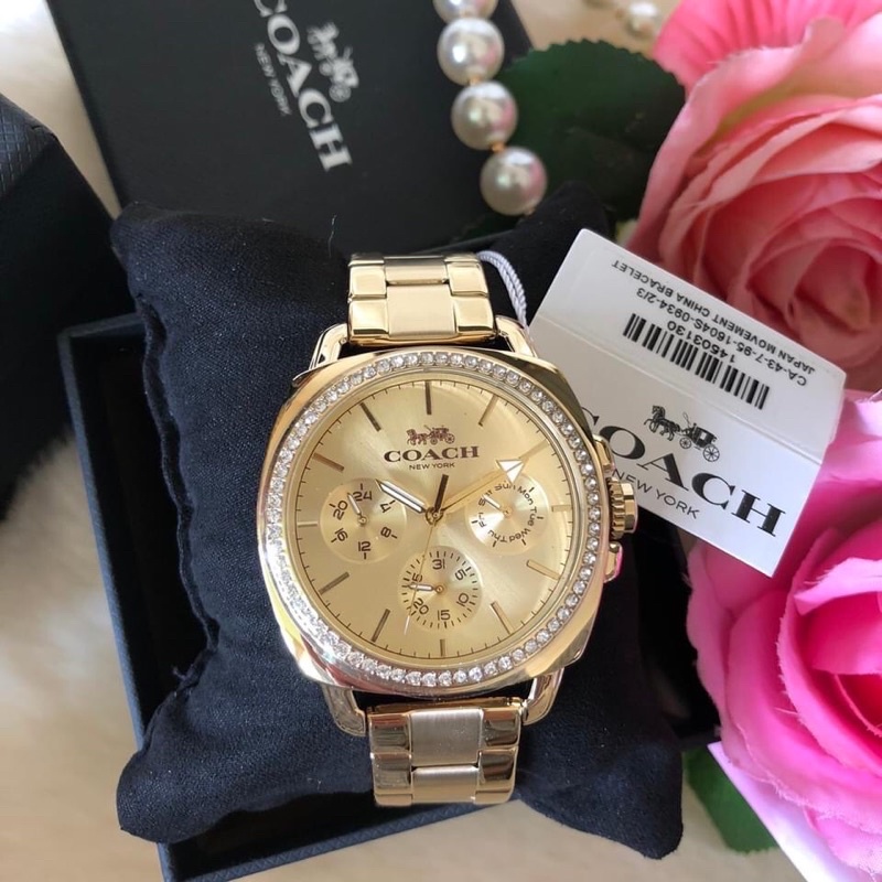 นาฬิกาข้อมือ Coach  Womens Gold Stainless Steel BOYFRIEND Chronograph Bracelet Watch