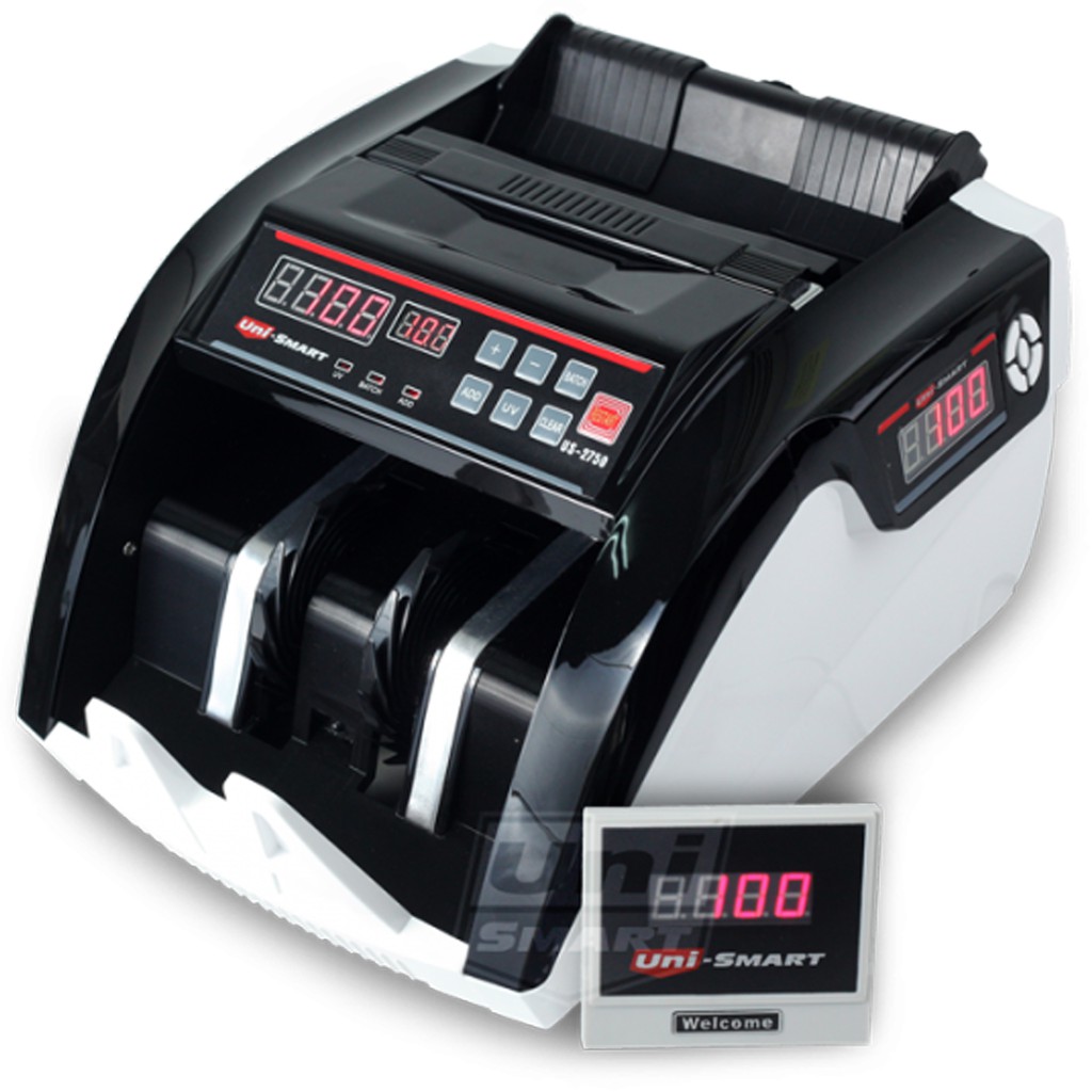 Uni-SMART เครื่องนับธนบัตร นับเงิน พร้อมตรวจแบงค์ปลอม Banknote counter US-2750