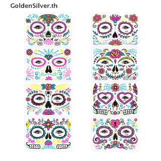 Goldensilver ใหม่ สติกเกอร์รอยสัก เรืองแสง กันน้ํา สองสี ลายฮาโลวีน ตลก