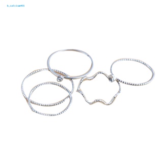 Farfi  5Pcs/Set Band Ring Wave Stack Above Knuckle Midi Rings Lady Jewelry Charm