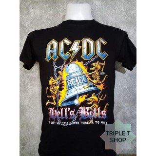 เสื้อยืดผ้าฝ้ายเสื้อยืดคอกลม สกรีนลาย ACDC (รหัส 14)L XL  XXL 3XL