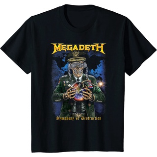 คอลูกเรือเสื้อยืดคอกลมเสื้อยืด คอกลม ผ้าฝ้าย พิมพ์ลาย Megadeth – Vic Earth Bomb แฟชั่นฤดูร้อน สําหรับผู้ชายผ้าฝ้ายแท้