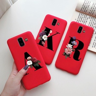 เคสโทรศัพท์ซิลิโคน แบบนิ่ม พิมพ์ลายตัวอักษร และดอกไม้ สําหรับ Samsung Galaxy J6 J6+ J6 Plus 2018 AJ610F J610G J600F J600G