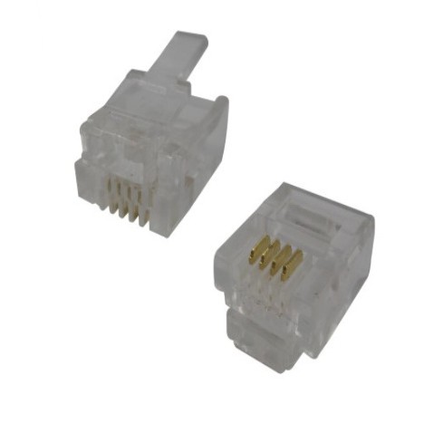 หัวโทรศัพท์ 6P4C (RJ11 (แบบ4เขี้ยว) Modular jack for TEL RJ11(1ถุง100หัว)
