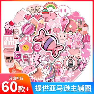 สติ๊กเกอร์ น่ารัก สติ๊กเกอร์ไดคัท สมุดสติ๊กเกอร์ สติ๊กเกอร์กันน้ําส่งตรงจากโรงงาน สติกเกอร์ ลายการ์ตูนกราฟฟิตี้ VSCO น่ารัก สีชมพู สําหรับติดตกแต่งโทรศัพท์มือถือ แก้วน้ํา สติกเกอร์รถยนต์ หนังสือ ฉลาก ของขวัญวันเกิด 50 แผ่น