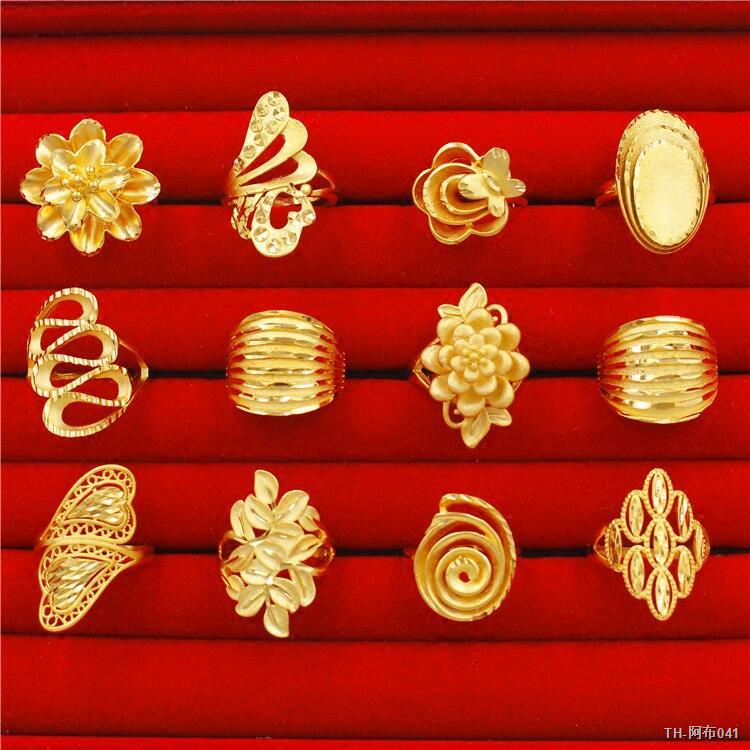 ❥ราคาถูก❥แหวนทองครึ่งสลึง เวียดนามทรายทองส่วนบุคคลแหวนยูโรเหรียญทองแฟชั่นใหม่แหวนหนาชุบทองหลากหลายแหวนไม่มีสีRings #แหวน