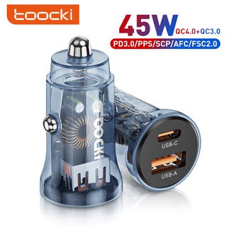 Toocki ที่ชาร์จในรถยนต์ USB 45W QC 4.0 3.0 PD ชาร์จเร็ว USB C สําหรับ SCP FCP AFC Huawei Samsung