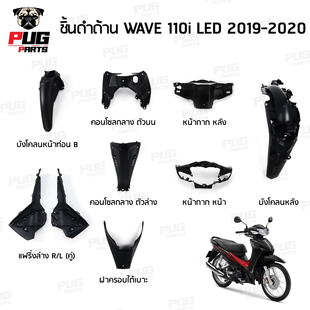 ชิ้นดำเวฟ110i LED ชิ้นดำด้านเวฟ Wave110i LED (2019-2020) ชิ้นดำHonda Wave110i LED ชิ้นพลาสติกดำเวฟ110i LED NCA