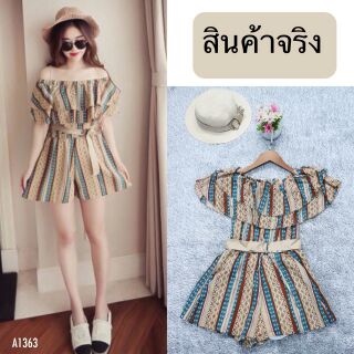 จั๊มสูทขาสั้น สไตล์เปิดไหล