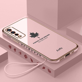 for เคส vivo Y20 Y20i Y20S Y20SG Y93 Y17 Y15 Y12 Y3 v17 V15 Y7S S1 soft case phone Electroplating maple leaf เคสซิลิโคนนิ่มแบบเรียบ