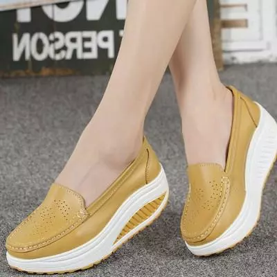 Women's Shoes White Nurse Shoes Swing Work Single Lady's Heel Platform Shoes