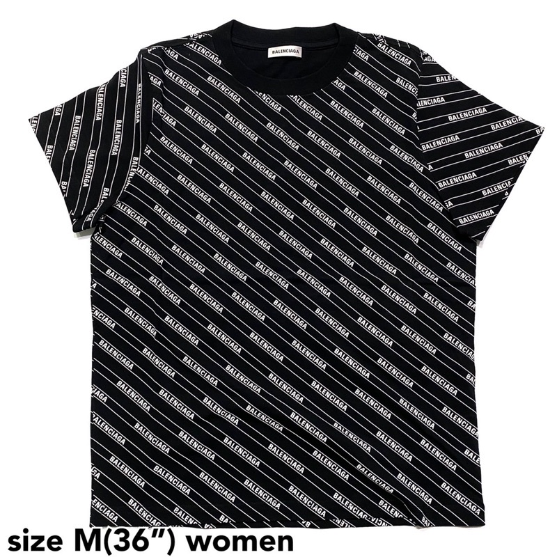 Balenciaga T-shirt logo tee เสื้อยืด บาเลนเซียก้า ผู้หญิง สีดำ size M ของแท้ ส่งฟรี EMS ทั้งร้าน