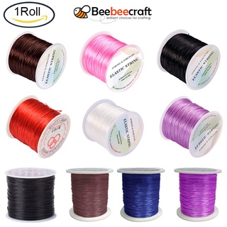 Beebeecraft 1 Roll 0.8mm Flat Elastic Crystal String Elastic Beading Thread for Stretch Bracelet Making