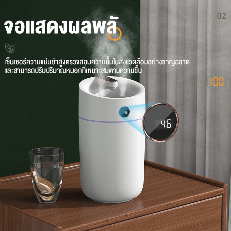 KIVEE Humidifier 3L จอแสดงความชื้นอัจฉริยะ ไฟหลากสี เครื่องพ่นนาโน ความจุสูง เครื่องพ่นอโรม่า ใส่น้ำมันหอมระเหยอโรม่า - รูปที่ 3