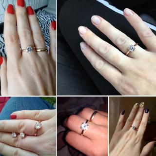 ZHOUYANG แต่งงานสำหรับผู้หญิงสี่ Claw 8mm แหวนเพชร หมั้นกุหล…