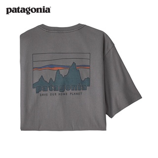 เสื้อยืดแขนสั้น ผ้าฝ้ายแท้ พิมพ์ลายโลโก้ Patagoni แฟชั่นฤดูร้อน สําหรับผู้ชาย