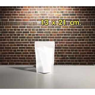 ถุงคราฟท์ สีขาวทึบ มีซิปล็อค ตั้งได้ ขนาด 13X21 ซม.(50ใบ)