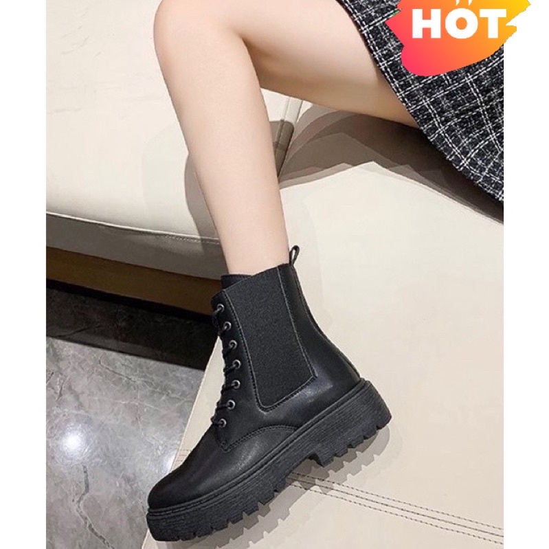 รองเท้าบูทหุ้มข้อยาว หุ้มข้อหนังสไตล์อังกฤษ ไซส์ 37-42 เรียบหรู รุ่นพรีเมี่ยม ส้นสูง 4.5cm(s11)