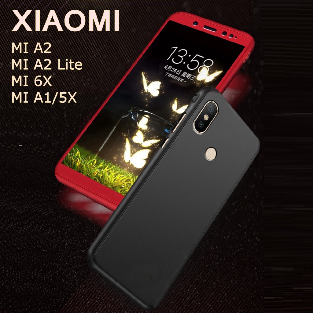 Xiaomi MI A2,MI A2 Lite,MI 6X,MI A1/5X 360 Full Cover Case +Tempered Glass