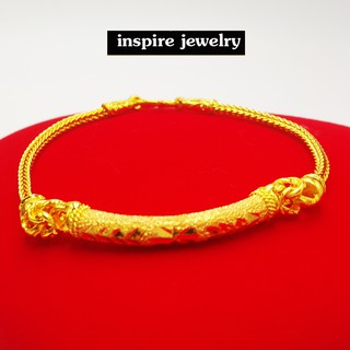 Inspire Jewelry ,สร้อยข้อมือสี่ทอง ยาว 18cm. งานชุบเศษทองแท้ ตามแบบร้านทอง ปราณีตมาก งานแฟชั่น สีทอง สำหรับประดับชุดไทย