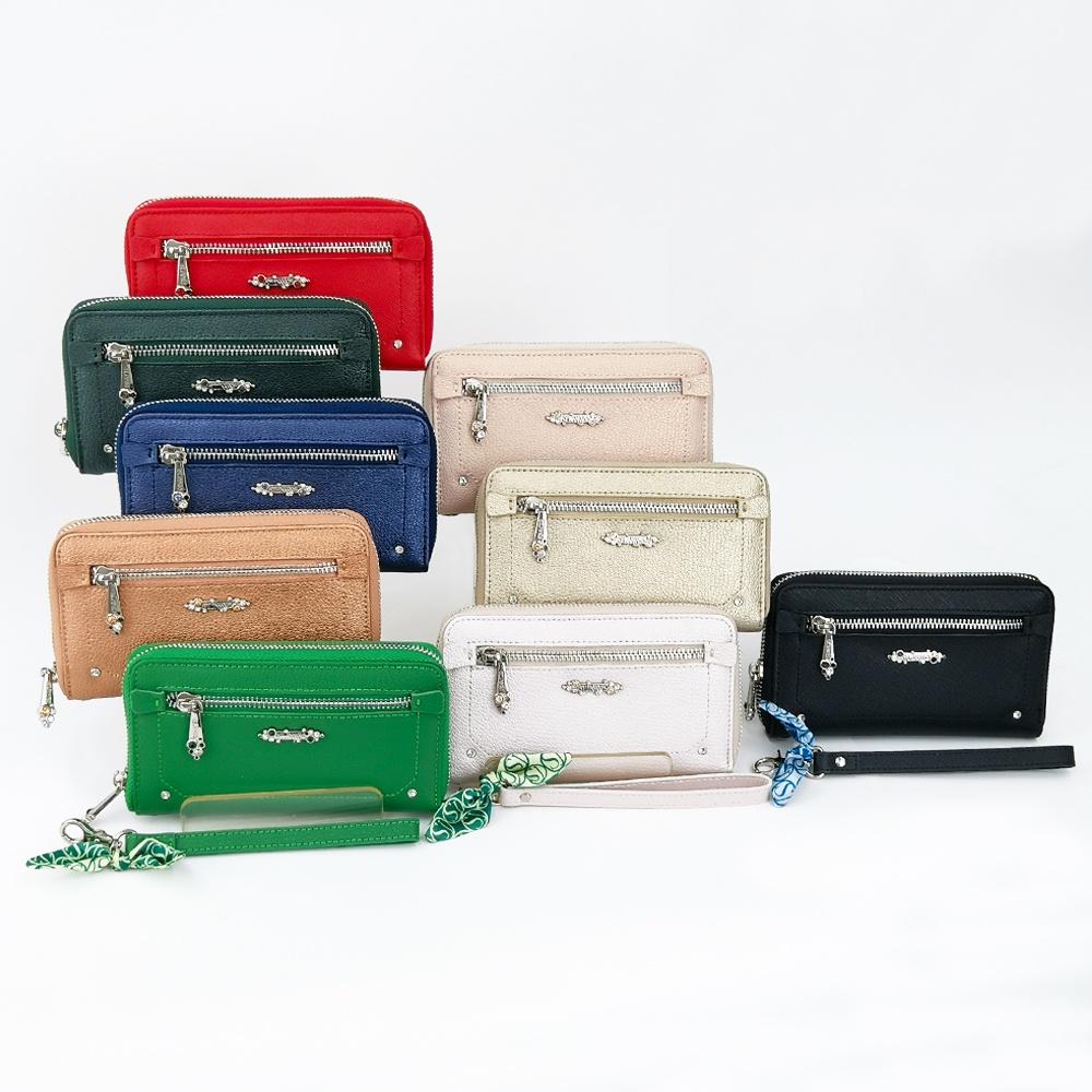 ST.JAMES กระเป๋าสตางค์หนังแท้/กระเป๋าสตางค์ใบยาว แบบซิปรอบ+ซิปหน้า รุ่น BLAZE (มี 9 สี) l กระเป๋าสตางค์ ผู้หญิง