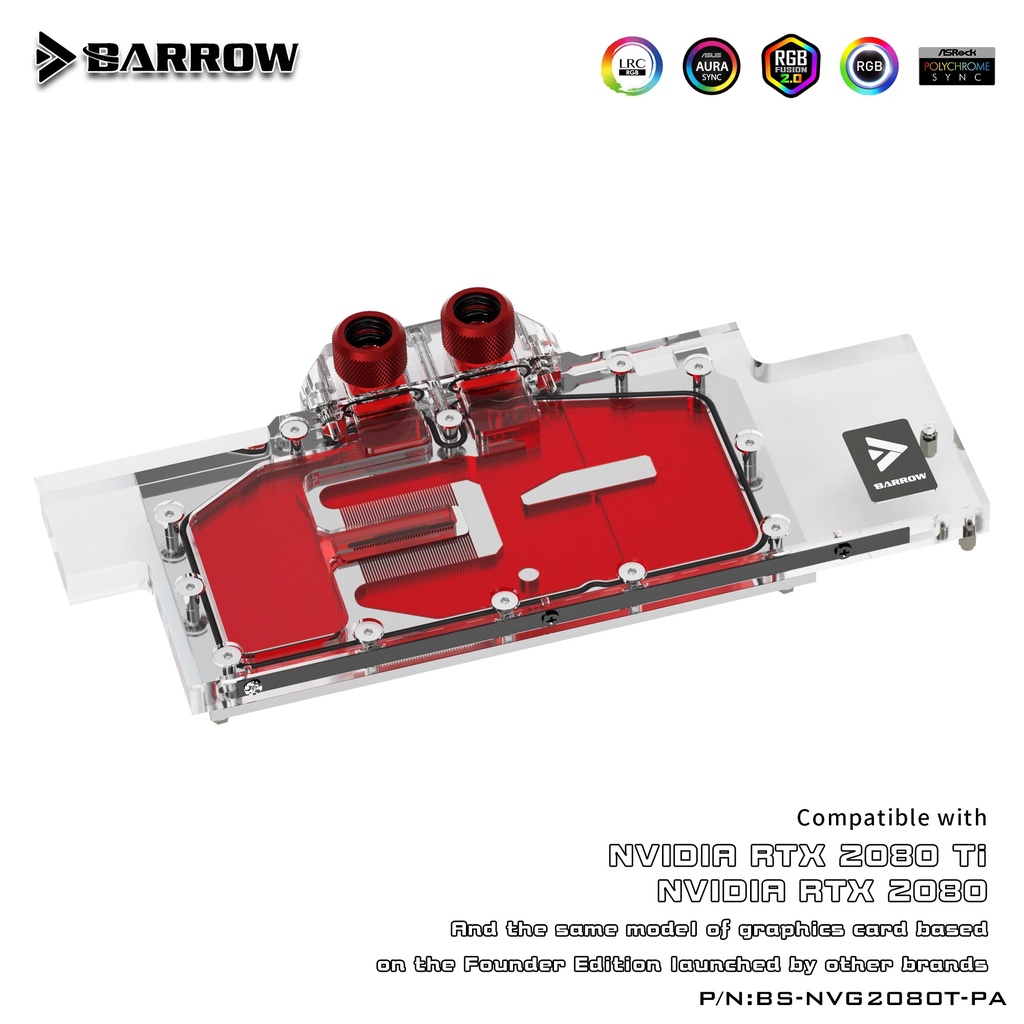 Barrow บล็อกระบายความร้อน GPU 2080ti 2080 สําหรับ Founder Edition Nvidia RTX2080Ti 2080 BS-NVG2080T-PA