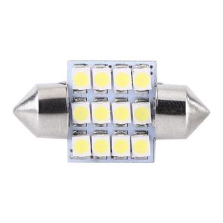 หลอดไฟติดรถยนต์สีขาว 12v 12smd 31 มม. 2 ชิ้น